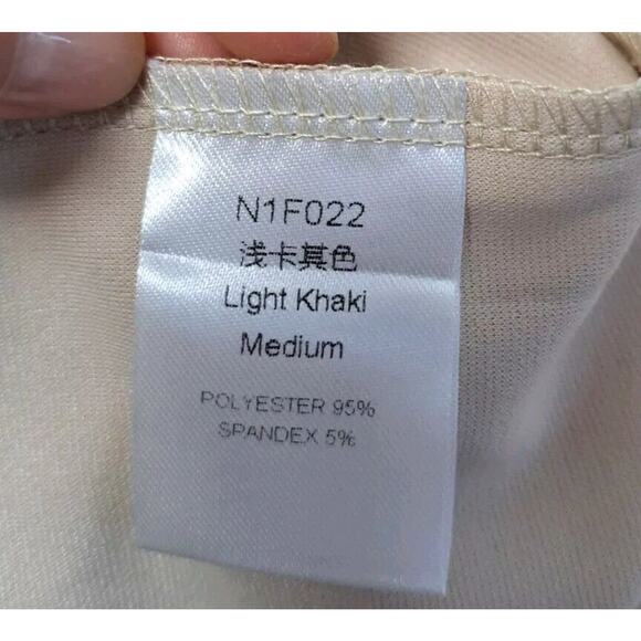 Women Dress Lace V Neck Ruffle Sleeve Casual Short Mini Dress Ligth Khaki Size M - Picture 13 of 14